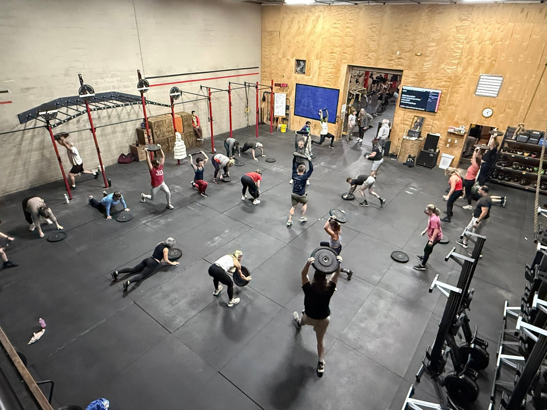 Group fitness class in action